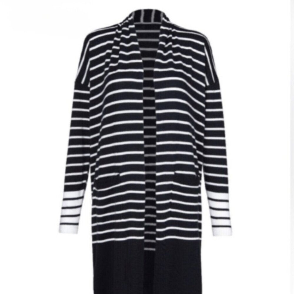 Cabi Boathouse Cardigan, Size Medium, Navy & White, NWOT, Style 6243